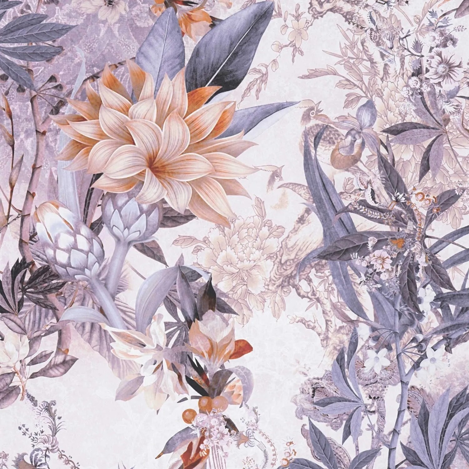 Tadessi Tapete Floral M1-No.783 Vliestapete in Grau