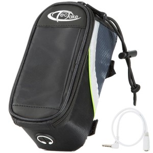 Tectake Fahrradtasche mit Rahmenbefestigung, wasserabweisend, schwarz, grau und grün.