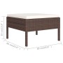 Brauner Rattan Hocker mit Auflage, Teil des vidaXL 7-tlg. Garten Lounge Sets.