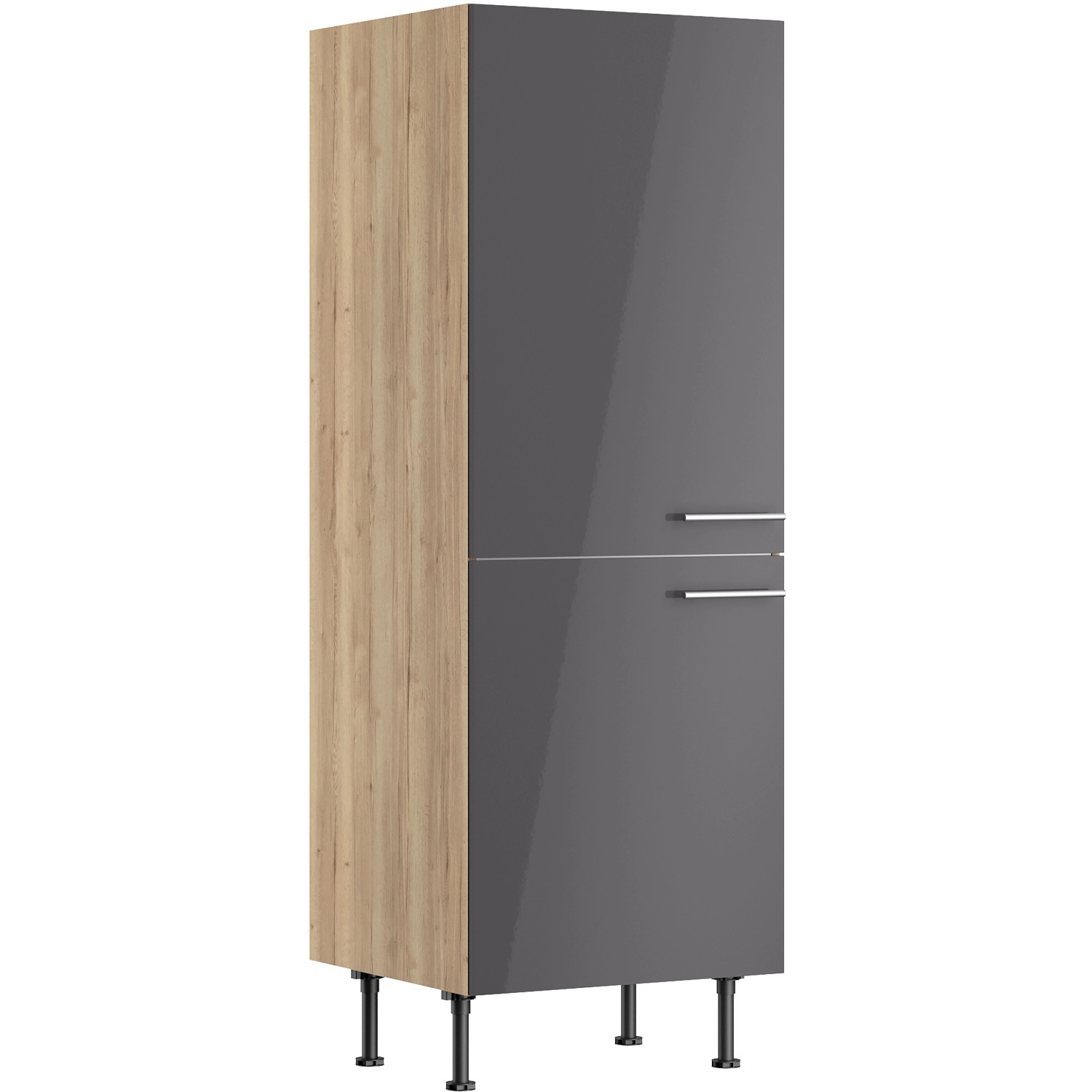 Optifit Midischrank für Kühlschrank Jonte984 60 cm Anthrazit-Wildeiche