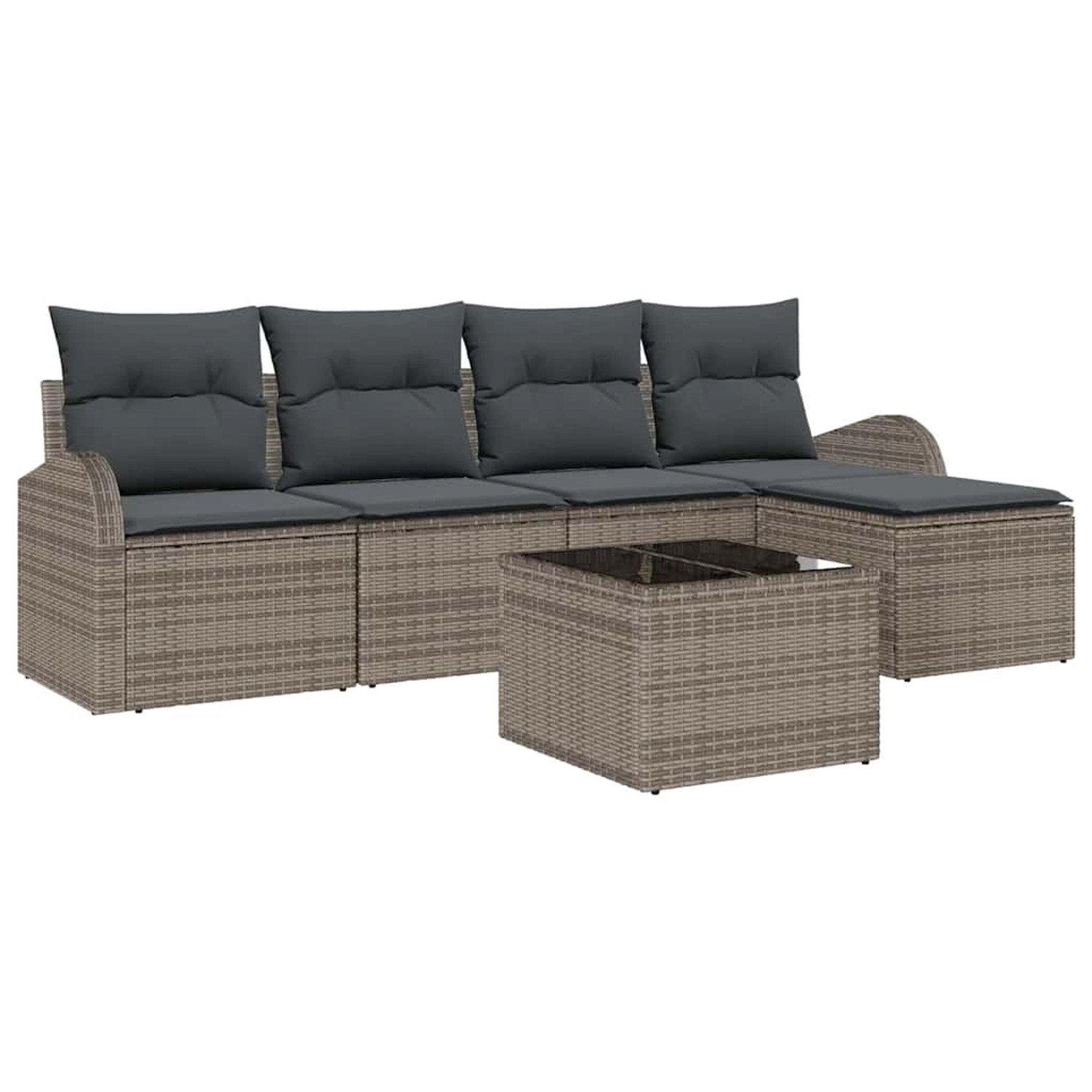 vidaXL Garten-Sofa-Set mit Kissen 6-Tlg Grau Poly Rattan 3346009 günstig online kaufen