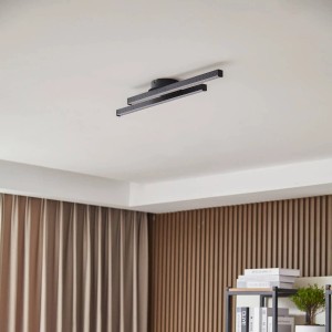 Lindby LED Deckenleuchte Aurendor 10018688 Modern in Schwarz aus Aluminium 2-flammig Wohnzimmerleuchte