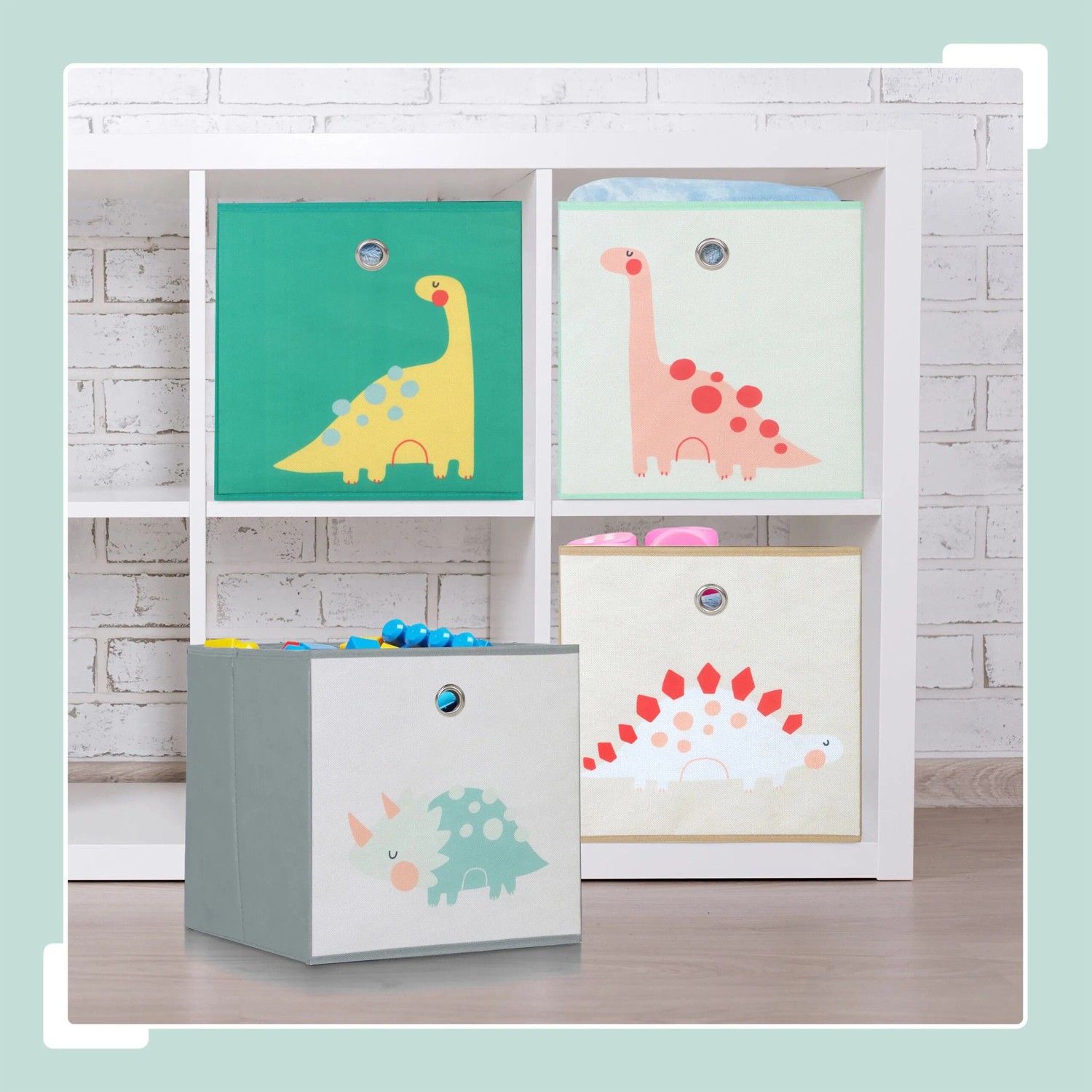 Relaxdays Aufbewahrungsboxen für Kinder 4er Set Vlies Pappe Stahl Bunt Faltbar 30 cm x 30 cm x 30 cm_2