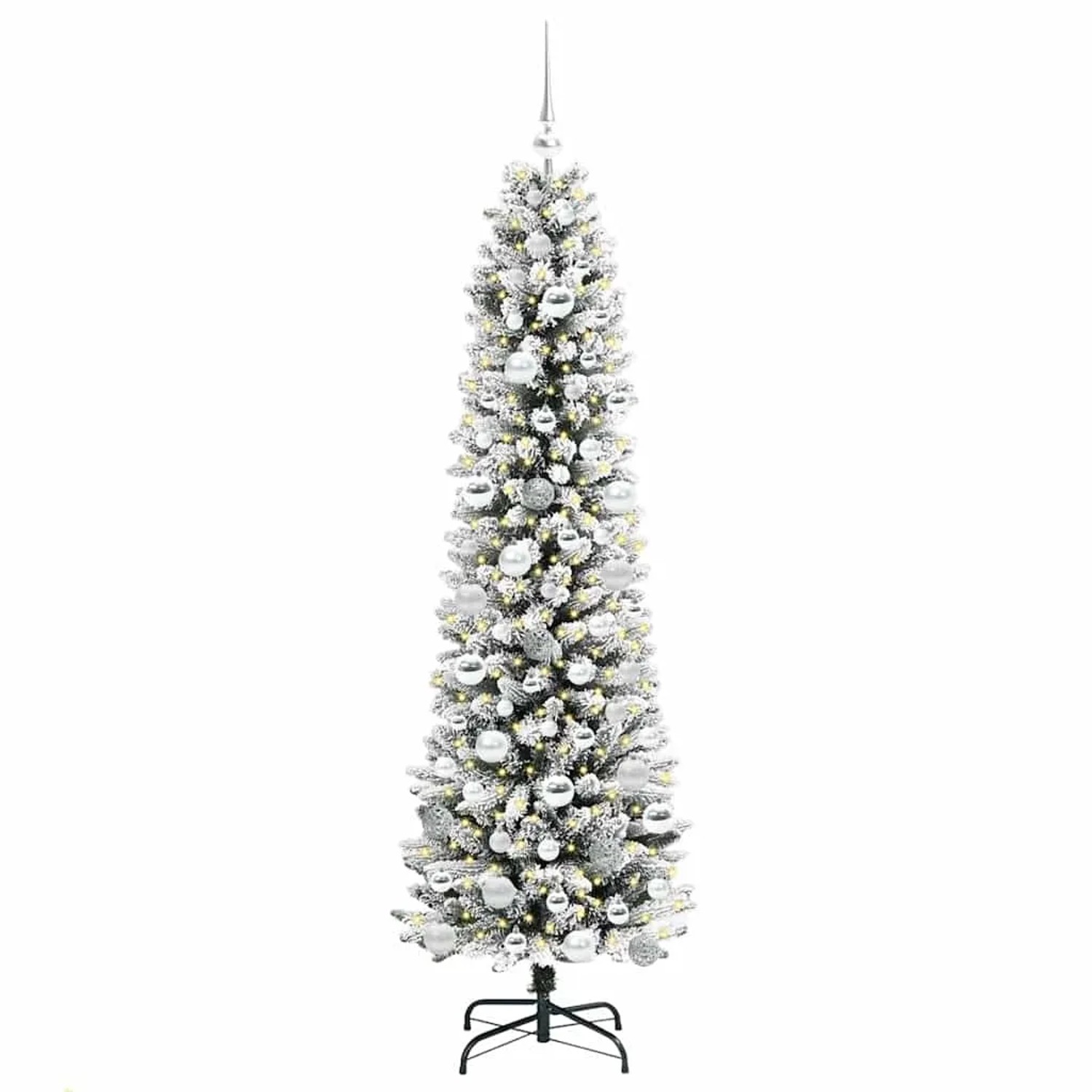 vidaXL Künstlicher Weihnachtsbaum mit 300 LEDs Grün und Weiß 180 cm 3396110