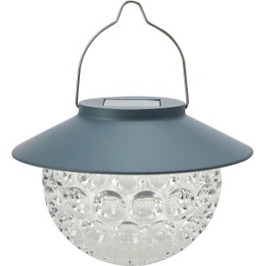 Rauchblaue Solar-LED-Hängeleuchte, Ø 13cm, mit Kreismuster für stimmungsvolle Beleuchtung.