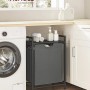 Vasagle Wäschesammler in Schwarz-Grau mit Ablage im Badezimmer neben Waschmaschine.