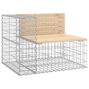 VidaXL Gartenbank aus Gabionen mit Sitzfläche und Lehne aus Kiefernholz.