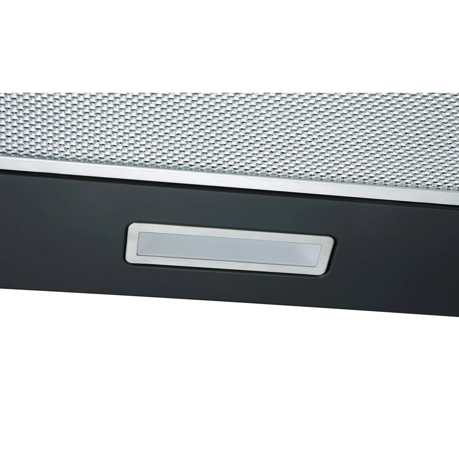 Detailaufnahme: Respekta Dunstabzugshaube Karena CH22055SA, schwarzes Metallgehäuse, LED-Beleuchtung.