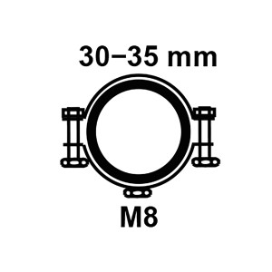 Kirchhoff Rohrschelle 30-35 mm mit M8 Gewinde für 33,3 mm Rohre.