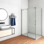 AICA Eckdusche mit Schiebetür, 145x80x195cm, 8mm ESG-Glas, chromglänzender Rahmen.
