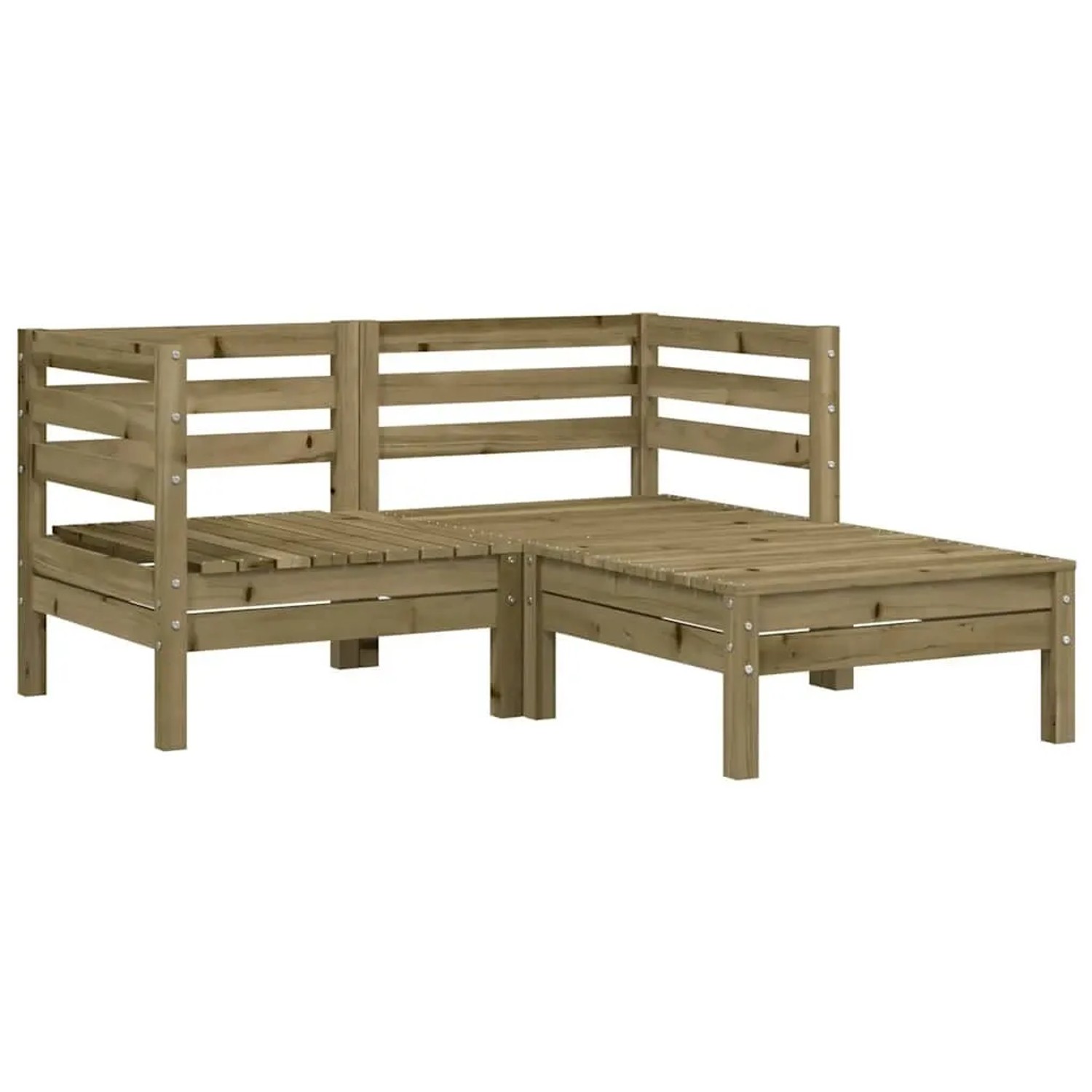 vidaXL Gartensofa 2-Sitzer mit Hocker Kiefernholz Imprägniert 838025