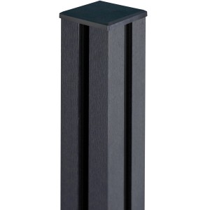 GroJaSolid Pfosten in Anthrazitgrau, 10x10x300 cm, mit Kappe für Zaunbau & Sichtschutz.