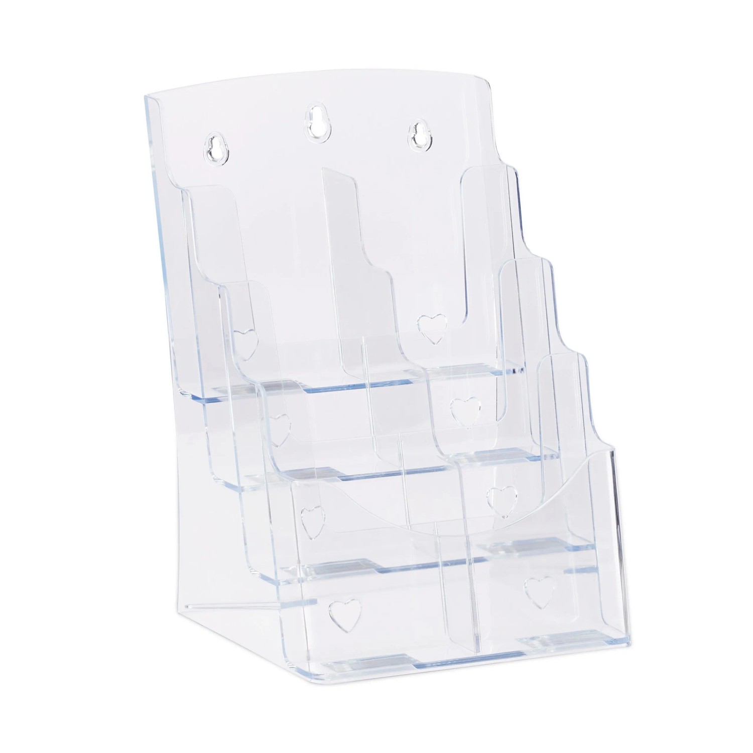 Relaxdays Prospekthalter Acryl Transparent für A4 und DIN Lang mit 4 Etagen 35 cm x 24,5 cm x 24 cm 900 g