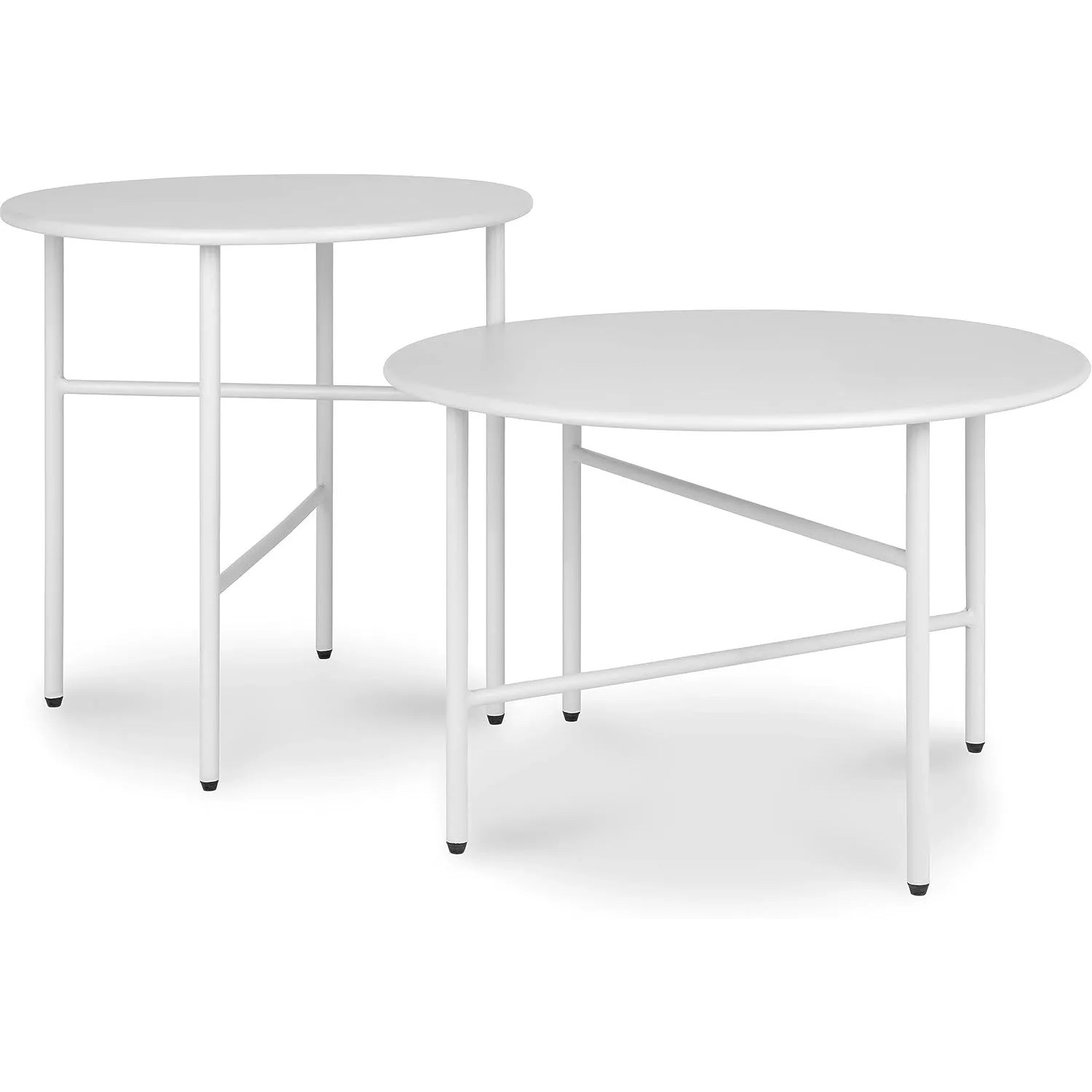 Bomoe Finn Beistelltisch Ø 44x46cm + Ø 53x36cm Weiß 2tlg günstig online kaufen