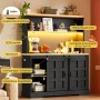 Merax Sideboard 150x120 cm LED Steckdose Weinregal 4 Schubladen Bar_7
