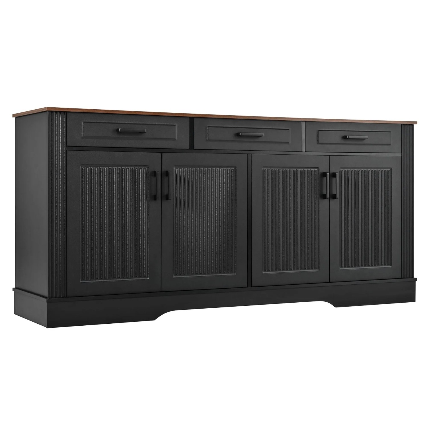 Merax Sideboard Streifen 3D 4 Türen 3 Schubladen MDF
