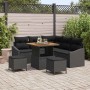 8-teiliges Garten-Sofa-Set von vidaXL aus Poly Rattan mit schwarzen Kissen.