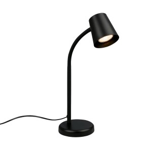Schwenkbare, schwarze Brilo Tischleuchte aus Metall, Ø 13 cm, 38,5 cm hoch. Ideal als Schreibtischlampe.