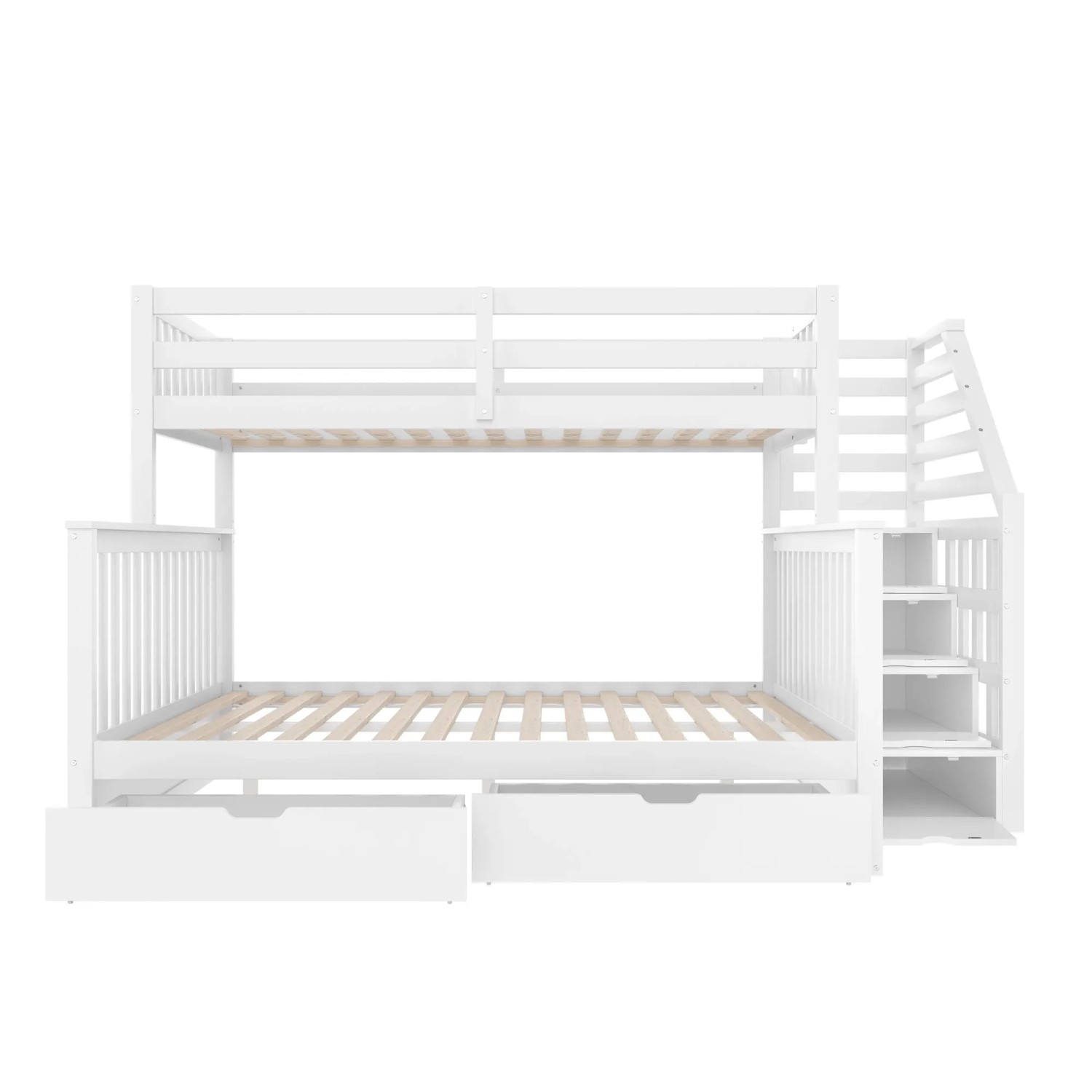 okwish Etagenbett 140x200cm mit Stauraum und Schubladen Weiß ohne Matratze