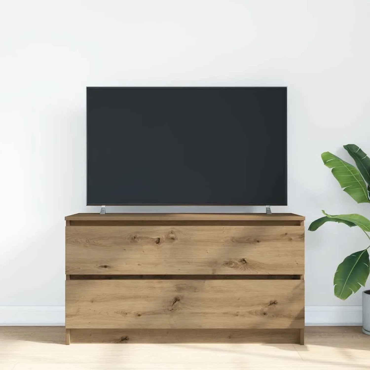 vidaXL TV-Schrank Artisan-Eiche, Holzwerkstoff, 100x35x54 cm mit 2 Schubladen