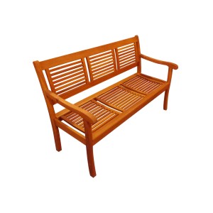 Gartenbank aus Akazienholz, 150 cm, 3-Sitzer, Modell CORUNA. Holzbank mit Arm- und Rückenlehne.