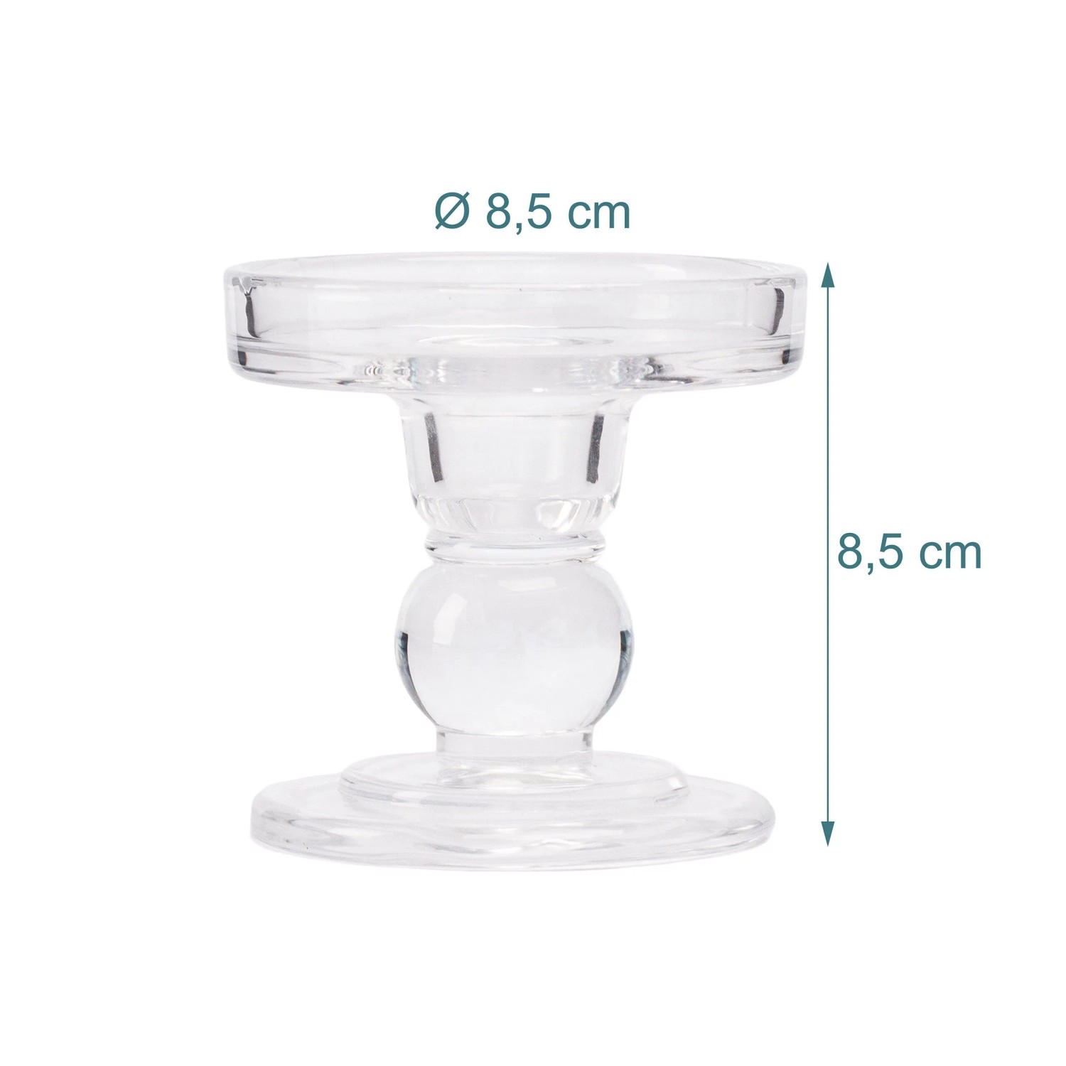 Transparentes Relaxdays Kerzenhalter 2er Set aus Glas, 8,5 cm hoch, für Stab- und Stumpenkerzen.