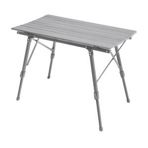 Silberner, höhenverstellbarer Jawinio Campingtisch aus Aluminium, ideal für Camping & Garten.