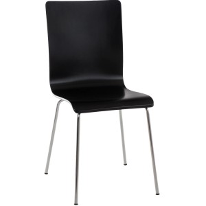 DELUKE Besucherstuhl TUNIS Holz Schwarz 43x47x87cm Konferenzstuhl Wartezimmerstuhl Bürostuhl