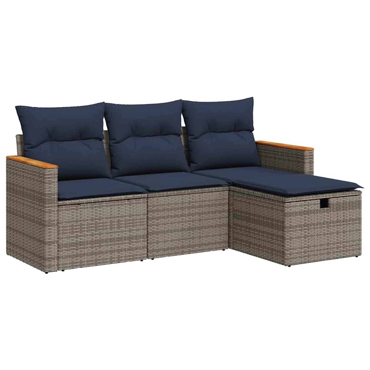 vidaXL 4-Tlg Garten-Sofagarnitur mit Kissen Grau Poly Rattan 3325897 günstig online kaufen