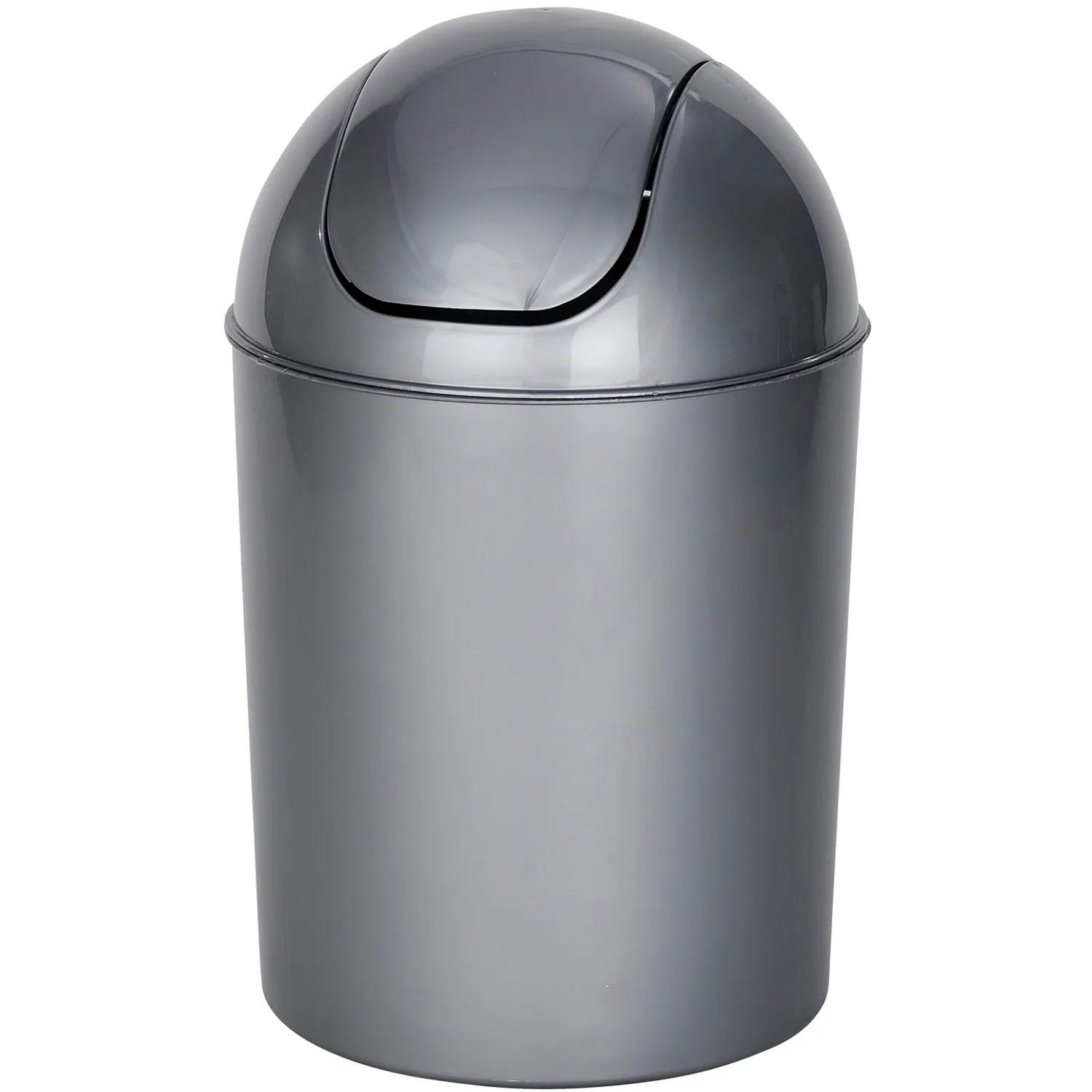 Wenko Schwingdeckeleimer Economic, grau, aus Kunststoff, ideal für Bad und WC.