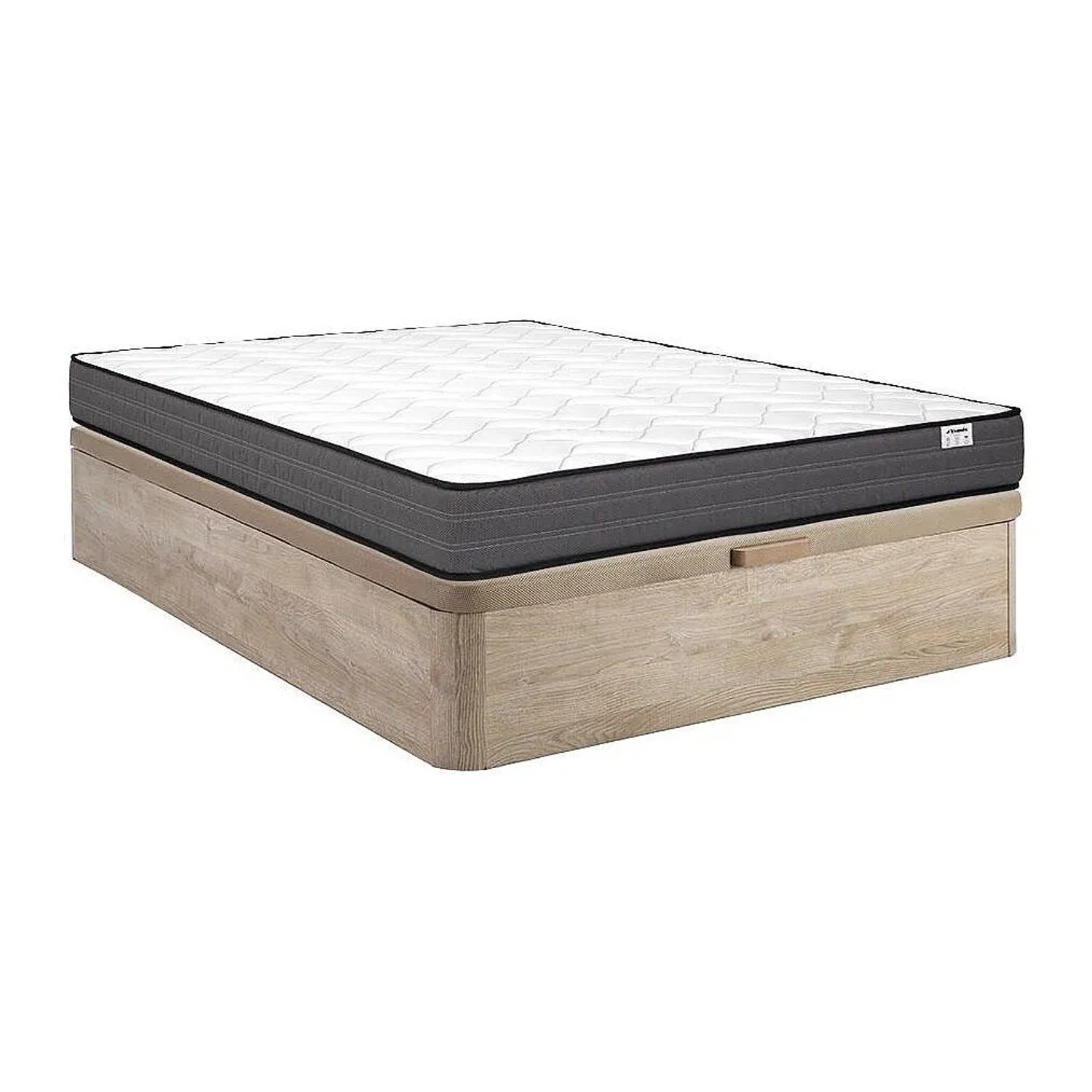 Vente-unique Matratze Und Bettgestell Mit Lattenrost Und Bettkasten Ambracie Naturfarben Hell 200 cm