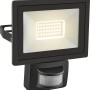 Schwarzer LED Außenstrahler mit Bewegungssensor, 14W, aus Aluminium für den Außenbereich.
