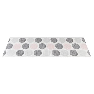 Wenko Badematte Pastell Dots, 65x200 cm, mehrfarbig. Badteppich mit Punkten in Grau, Rosa und Weiß.