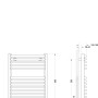 Technische Zeichnung Schulte Design-Heizkörper Europa I, Maße und Anschlüsse für Installation.
