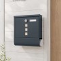 Anthrazitfarbener Songmics Wandbriefkasten mit Zeitungsrolle und Sichtfenster.