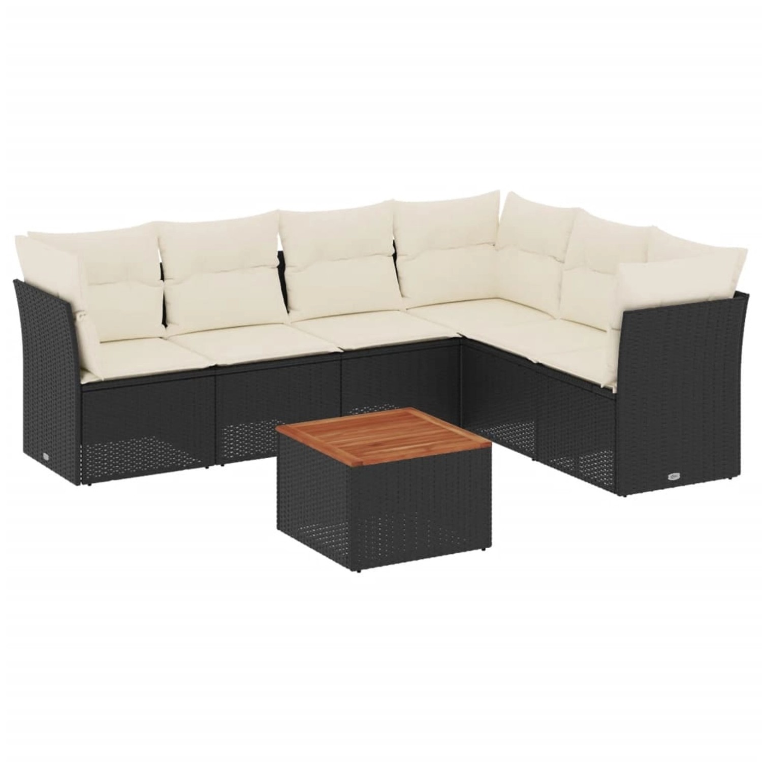 vidaXL 7-tlg Garten-Sofagarnitur mit Kissen Schwarz Poly Rattan Modell 108 günstig online kaufen