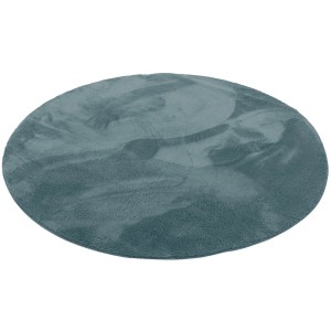 Runder, blaugrauer Fellteppich (120cm) der Marke Pergamon, super soft und luxuriös.