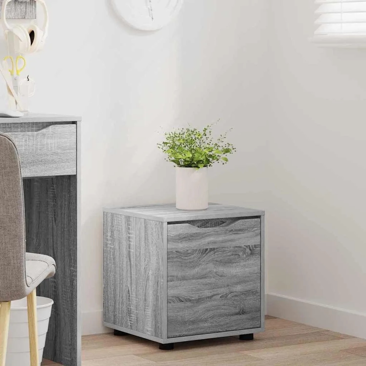 vidaXL Badezimmerschrank, graues Sonoma Dekor, 40,5x40x44cm, Holzwerkstoff mit Schublade.