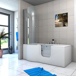 AcquaVapore Seniorendusche mit Whirlpool S12D-EH-AIR-R-EC, 85x170 cm, mit Tür und Duschabtrennung.