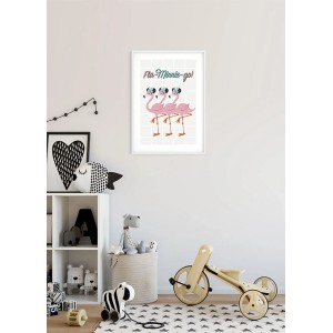 Disney Poster Minnie Maus als Flamingo, rosa, 30x40 cm. Kinderzimmer Deko.