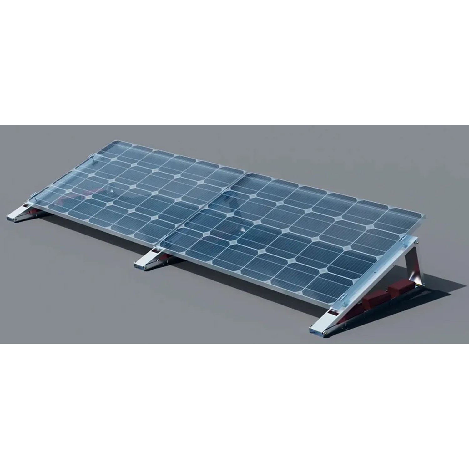 Absaar Solar Boden- und Flachdachhalterung Premium mit zwei Solarpaneelen.