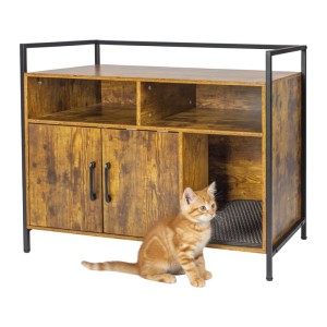 Relaxdays Katzenschrank Holzwerkstoff Stahl Schwarz Mit 2 Türen 74 cm x 90 cm x 45 cm 20,6 kg