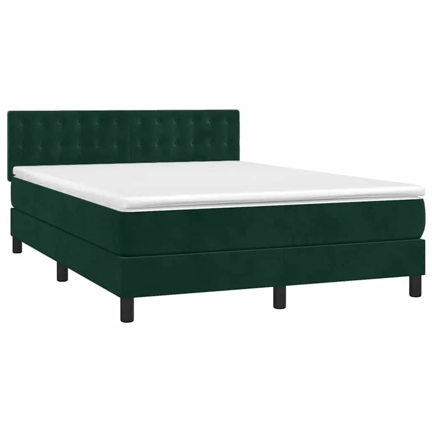 vidaXL Boxspringbett mit Matratze Dunkelgrün 140x190 cm Samt 3141542 günstig online kaufen