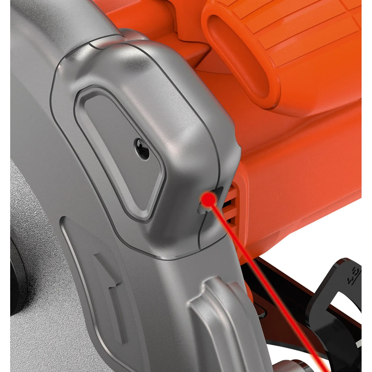 Detailaufnahme der Black+Decker Handkreissäge CS1250L mit Laser