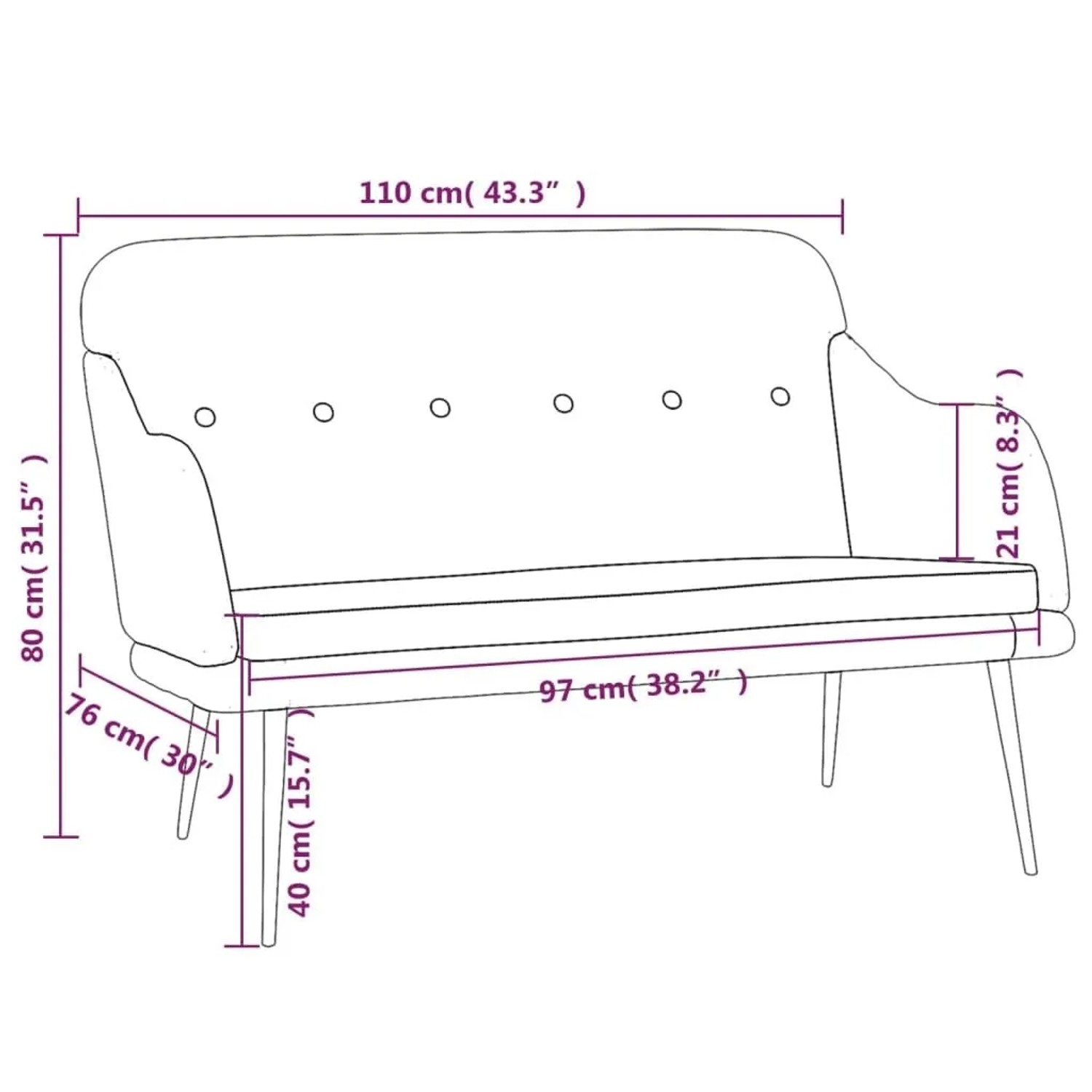 Dunkelgraue Sitzbank (110x76x80 cm) aus Stoff mit Metallgestell. Ideal als Schuhbank.