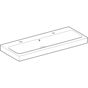Geberit iCon Waschbecken, 120 cm, Weiß, mit zwei Hahnlöchern für Einbauwaschtische.