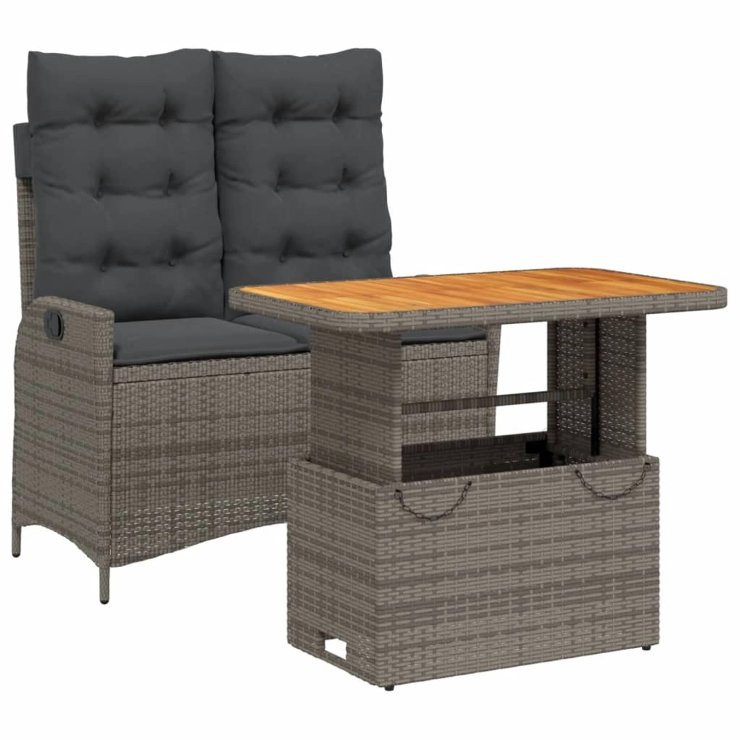 vidaXL 2-Tlg Garten-Essgruppe mit Kissen Grau Poly Rattan 3277466 günstig online kaufen