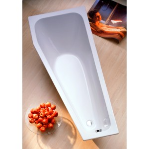 Weiße Raumsparwanne Koala Vario Typ B aus Acryl, Draufsicht.