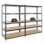 PROREGAL Mega Deal: 2 schwarze Schwerlastregale (180x120x60cm) mit je 5 Böden, Fachlast 175kg.
