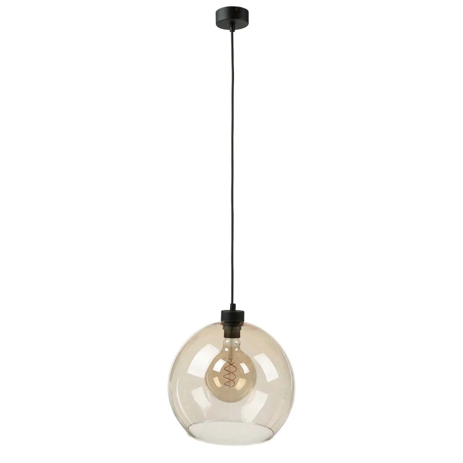 Licht-Erlebnisse Hängelampe Kugelschirm Rauchglas Ø 30 cm E27 In Bernstein
